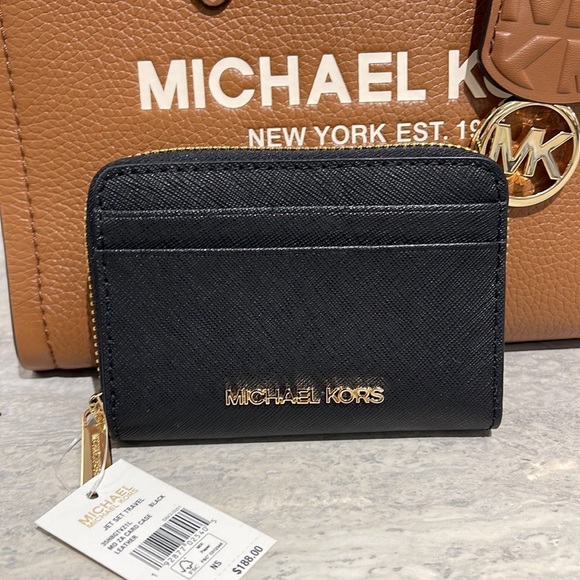 Michael Kors Jet Set Travel Medium Zip Around Card Case 
Color: Black
NWT - Picture 2 of 16